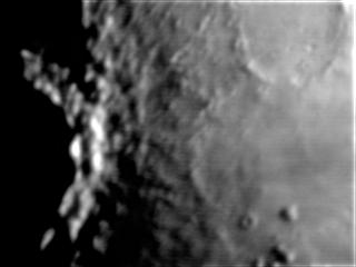 Webcam image of lunar crater Copernicus at sunrise