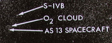 NASA telescopic photo of Apollo 13 and gas cloud