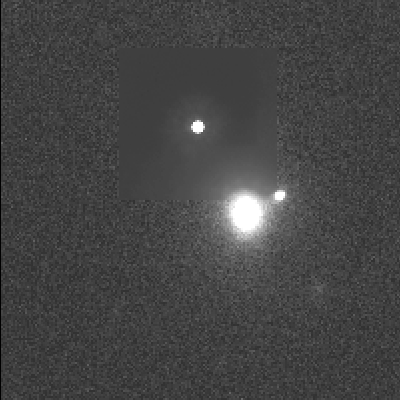 Deconvolved image, showing radio galaxy and companion
